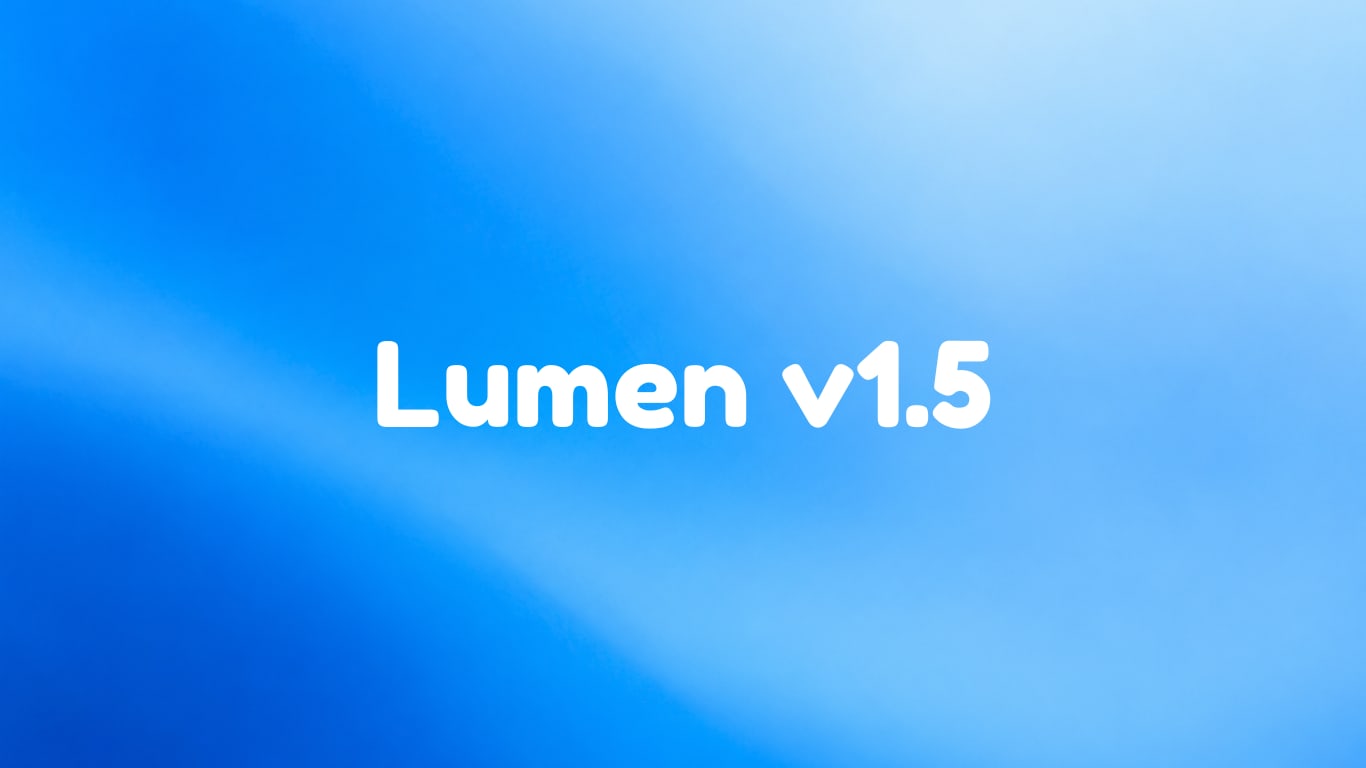 Lumen v1.5 escrito en blanco sobre un degradado azul