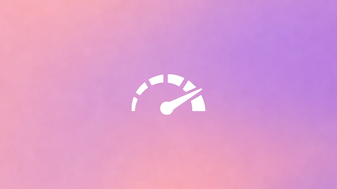 Un velocímetro blanco sobre un degradado rosa y violeta